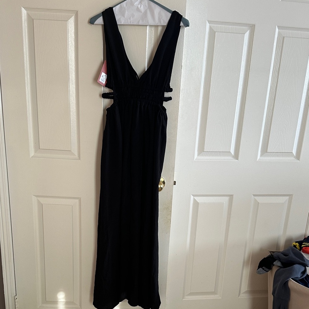 Beautiful Black V cut long Dress